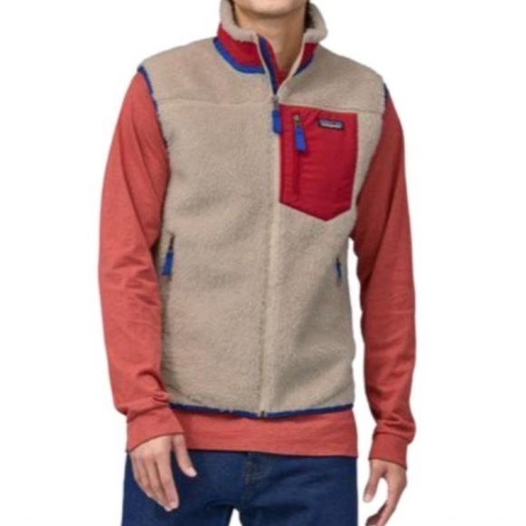 NWT Patagonia Men’s Retro X Fleece Vest Natural & Touring Red Size XL Jacket NEW - Picture 2 of 7